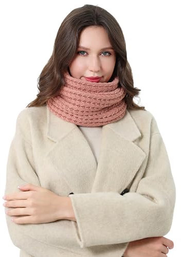 DonDon Schal Damen Winter Winterschal Strickschal Loop Schal Schlauchschal - Rosa