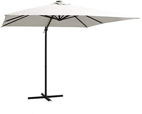 Xichuzi Ampelschirm mit Leuchten und StahlMast, Balkon Sonnenschirm, Marktschirm, Garten, Balkon Schirm, Sonnen Schirme, Balkonschirm, 250 x 250 cm Sand