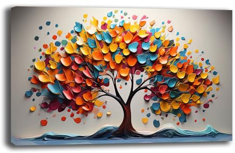 Printerland Quadro Moderno soggiorno ALBERO della VITA Astratto Quadri moderni da Parete grande Stampa su tela Canvas Decorazione Murale muro Arredo Camera da letto Salone (13, 50x100 cm)