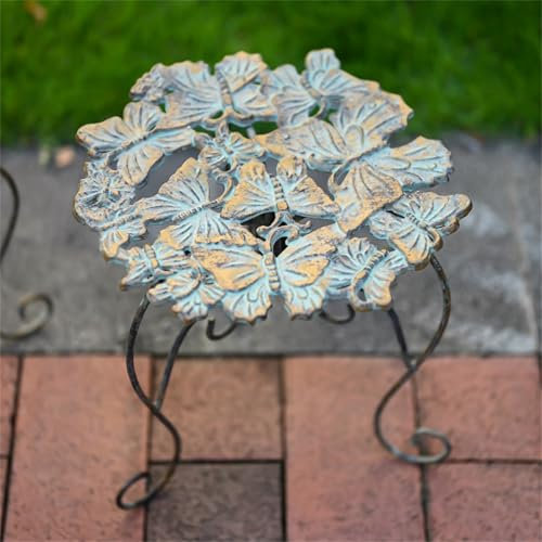 WSNCXFW Blumenständer aus Gusseisen für den Außenbereich, robuster Topfpflanzenständer aus Gusseisen, Garten-Blumentisch, runder Topfpflanzenständer, dekorativer Blumentopfhalter,Grün,Small
