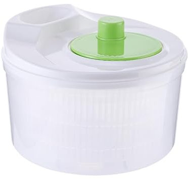 Salad Spinner,Small Salad Washer,Lettuce Spinner with Vegetable Washing Basket and Serving Bowl,Household Fruit Drainer Salad Dryer,BPA Free Clear Plastic (White)