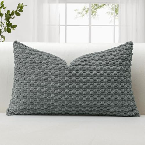 JOTOM 1 Stück Cord Kissenbezüge, 3D Bubble Texture Boho Zierkissenbezug Dekorative Sofakissen Dekokissen Kordsamt Kissenbezug Deko Kissenhülle für Couch Sofa Wohnzimmer (40x60cm, Grau)