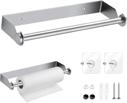 GIDWRIY Portarotolo da Cucina da Parete 28 CM,Porta Rotolo Carta Adesivo,Porta Scottex da Parete Senza Fori,Portarotolo Scottex Orizzontale,Portarotoli Carta Igienica da Appendere per Bagno