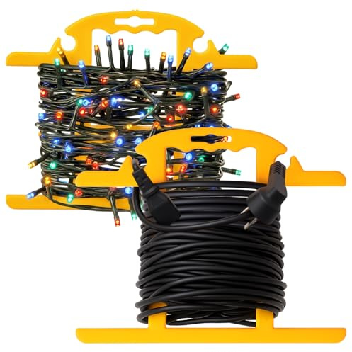 Ripeng 2 Pcs Heavy Duty Extension Cord and Hose Reel with Carrying Handle, Durable ABS H-shape Design Fits 100ft Cord Cable or Water Hose, 50ft Soaker Tube Management (Yellow)