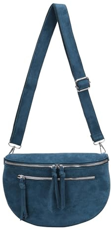 Damen Tasche Gürteltasche Crossbody Leder Optik Hüfttasche Bauchtasche Umhängetasche Cross-Over Bodybag Schultertasche Handytasche Leder Optik Petrol