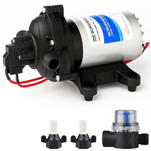 Pompa dell'acqua DC 12 V 3,1 bar 45 PSI 3,0 GPM - Pompa a pressione autoadescante, portata massima di 13,5 LPM, con connettori rapidi, pompa ad acqua compressa per camper, agricoltura, yacht e camper