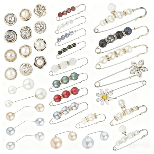 35 Pièces Perle Broche Broche Femme Vetement Decollete Élégante Robes