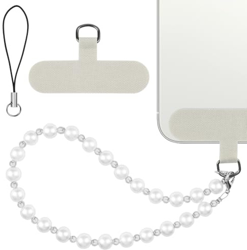 APXEL Handykette Perlen Kurz Handyanhänger, Handyband mit Patch Armband Schlüsselband Handschlaufe Handy Universal Phone Charm Accessoire für Smartphone Keychain Kamera