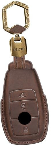 PEICHI Autoschlüssel Hülle Kompatibel mit A C E G S Class AMG GLA | Für GLC GLE GLK GLS GT SL SLC SLS SLK Leder Schlüsselhülle Schlüsselbox Cover 3 Tasten Smart Key