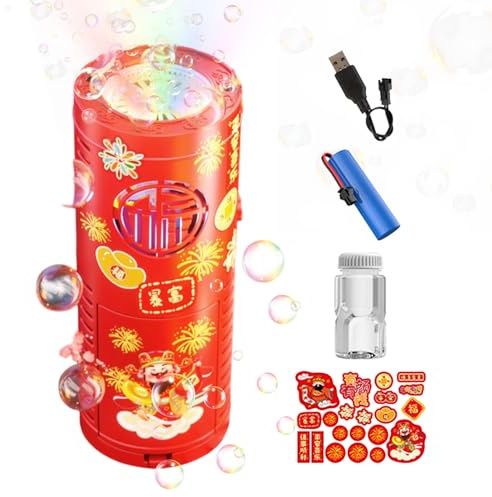 usefulbeauty Máquina De Burbujas para Niños | Juguete Soplador Automático Portátil | Generador De Burbujas con Luz De Año Nuevo | para Bodas, Año Nuevo Chino, Cumpleaños y Exteriores