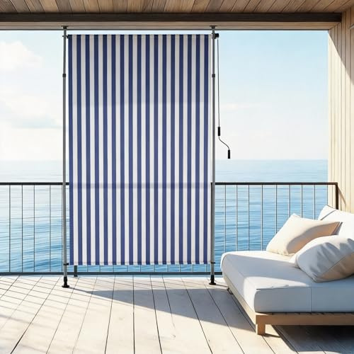 UISEBRT Store vertical extensible avec manivelle sans perçage - 150 x 310 cm - Opaque et imperméable - Protection contre les regards indiscrets - Protection solaire - Brise-vue - Protection solaire