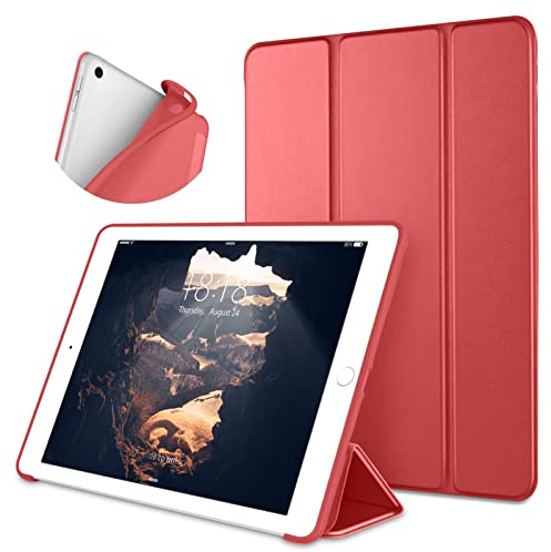 DTTO iPad 9.7 Case 2018 iPad 6a generazione 2017 iPad 5a generazione Custodia sottile e leggera Smart Cover con morbida TPU posteriore per iPad 9.7 2018/2017 [Auto Sleep/Wake] – Rosso brillante