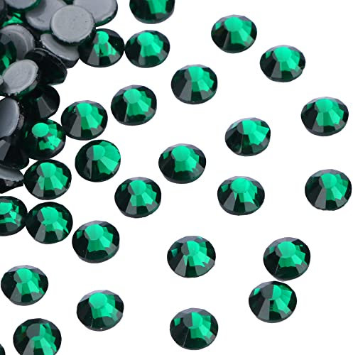 Jollin, Strass termoadesivi con retro piatto, in vetro, adatti come diamanti e gemme (20 SS, 576 pezzi, verde scuro)