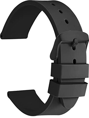 WOCCI 20mm Leggero Cinturino per Orologio in Silicone per Uomo e Donna, Fibbia Nera (Nero)