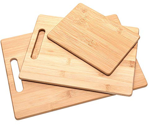 Rubberneck Bamboo Chopping Boards Set of 3 - for Vegetables, Meat and Cheese - 100% Natural