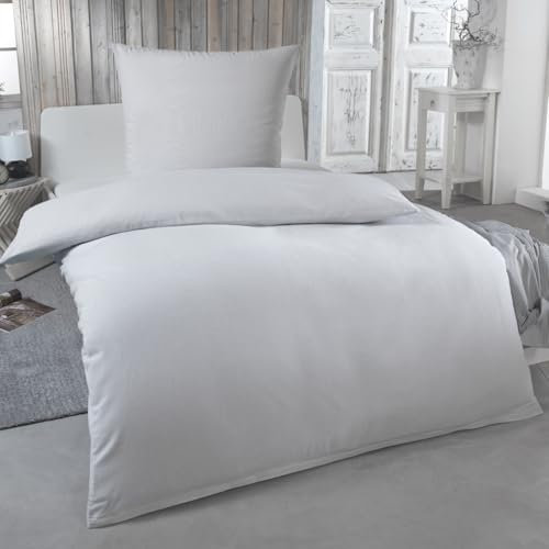 DreamHome 2 teilige kuschelige Baumwolle Soft Fein-Biber Bettwäsche 135x200 + 80x80 Kissenbezug, warme Winter Bettbezug für Bettdecken, Größe:135x200 + 80x80, Design - Motiv:Grau