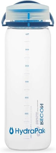 HydraPak Bouteille recon 750ml, gourde sans BPA, fabriquée en Tritan 50% recyclé, bouchon rotatif avec technologie smooth flow Clear/Navy/Cyan