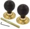 A.B Hardware Pair of Wooden Door Knobs Beehive Rimmed Black Brass Rosewood Antique Rose Pairs (Black & Brass)