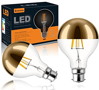 KOOYWAN LED Kopfspiegellampe vergoldet 6W B22 warmweißes blendfreies Licht 2stk