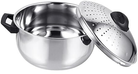 Yardwe Pasta Espaguetis Fideos Olla con Tapa colador Asas a Prueba de Calor Utensilios de Cocina Caño Lateral inducción Cocina Cocina Cocina Cocina Cocina Cocina inducción Plata