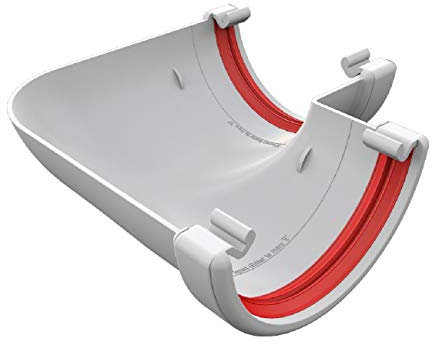 White Round Gutter 90 Degree Angle Joint, Freeflow 112mm Rain Water Systems
