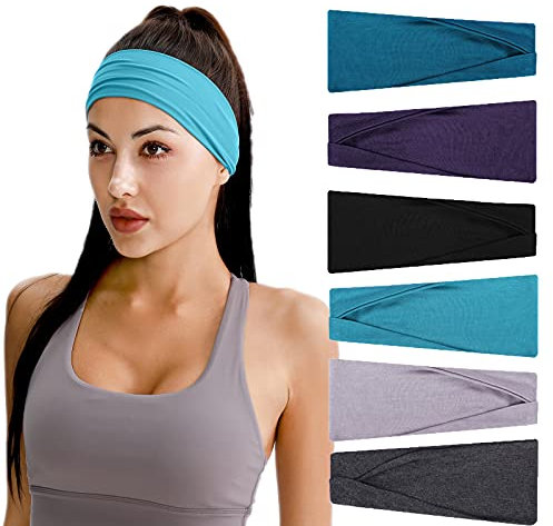 Stirnbänder für Damen - Sport Stirnband Elastisch Haarbänder Breit Haarreife für Yoga Workout Laufen Wandern Make-up