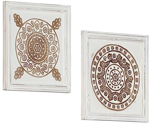 vidaXL 2x Panneaux Muraux Sculptés à la Main Revêtements Muraux Décoration Salon Chambre Salle de Séjour Maison Intérieur MDF 40x40x1,5 cm