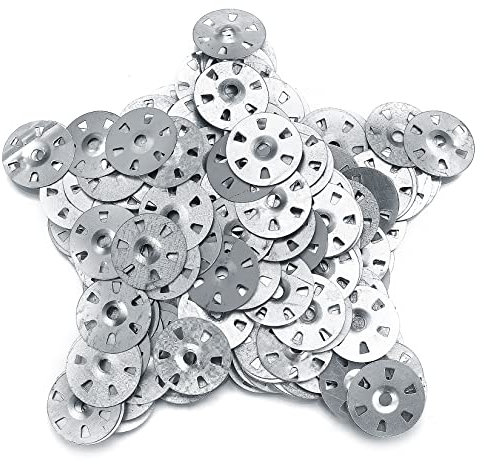 Lot de 220 rondelles de fixation faciles à fixer, 35 mm de diamètre en acier galvanisé pour isolation de plaques de thermoboard