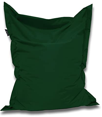PATCH HOME Orginal Premium Gaming Sitzsack Sitzkissen für In & Outdoor Fertig befüllt in 3 Größen & 27 Farben 180 x145cm Dunkelgrün