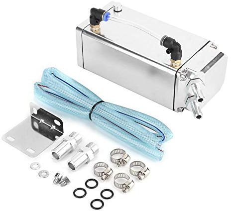 01 02 015 Réservoir de récupération d'huile, boîte de récupération d'huile carrée en Aluminium Durable pour collecter la Vapeur d'huile pour Les Accessoires modifiés par Voiture(Argent)