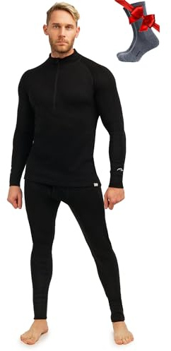 Merino.tech 100% Merino Unterwäsche Herren Set Shirt & Hose + Wandersocken | Leicht/Midweight/Schwer Funktionsunterwäsche, Skiunterwäsche, Thermounterwäsche Set für Wandern, Ski, Outdoor, atmungsaktiv