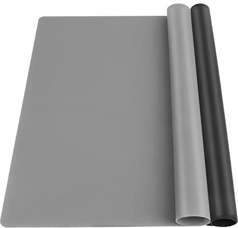 Silikonmatte, 2 Stück Epoxidharzmatte, Wiederverwendbar Tischmatte, Bastelmatte für DIY, Handwerk und Malerei, Schwarzes Dunkelgrau, 40×30 cm