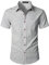 PARKLEES Chemise décontractée à manches courtes en coton et lin pour homme avec poche, gris clair, 3XL