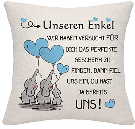 Bommex Geschenk für Enkel Kissenbezug von Oma Grandad und Großeltern - Geburtstagsgeschenk