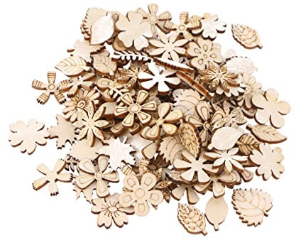 ABOOFAN 200st Holzhandwerksmaterial Handwerk Aus Bastelmaterial Aus Blumenausschnitt Aus Holzscheibe Basteln Natürliches Holzhandwerk Bambus Kind Holzknöpfe Mischen
