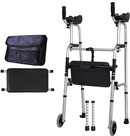 Rollatoren für Senioren Leichter Rad-Rollator Gehhilfe Alter Mann im Stehen Stehen Behinderte, übergewichtige Patienten Gehrahmen Höhenverstellbarer Rollator Gehhilfe, langlebige Mobilitätshilfe The