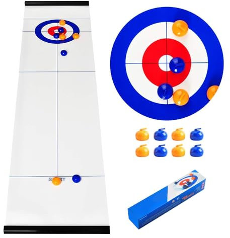 Lotvic Tabletop Curling Game, Family Games for Kids and Adults, Quick & Easy to Set-Up Curling Game, Compact Fun Family Games, Portable Tabletop Games for Travel Home Party (Curling Game)