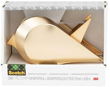 Scotch Desktop Tape Dispenser with 1 Roll Magic Tape, 3/4 x 350 Inches, Gold Bird Design