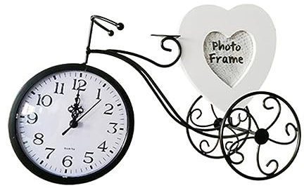 Abaodam 1Stk Fotorahmen Fahrrad -Skulptur Fahrrad Bilderrahmen Metallfiguren Zahlenspielzeug Dekor Festivalgeschenk Fahrraddesign schmücken Schmiedeeisen Uhr Ornamente hölzern Weiß