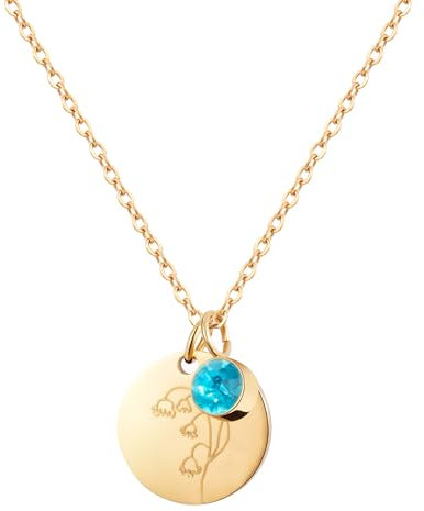 YeGieonr Kette mit Geburtsblume, Edelstahl Halskette Damen Gold, Wasserfest Geburtsblume Goldene Kette Frauen, Modeschmuck Kette Geschenke
