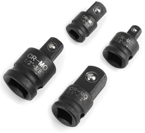 Lotbun 4 Stück Stecknuss Adapter 1/4 auf 3/8, 3/8 auf 1/4, 3/8 auf 1/2, 1/2 auf 3/8, Schlagschrauber Adapter für Drehmomentschlüssel, Bohrer, Ratschen