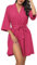 Ekouaer Damen Saunamantel Kurz mit 3/4 Ärmel Braut Morgenmantel Casual Nachthemd Sexy Kimono Kurz Cardigan Rosa XL