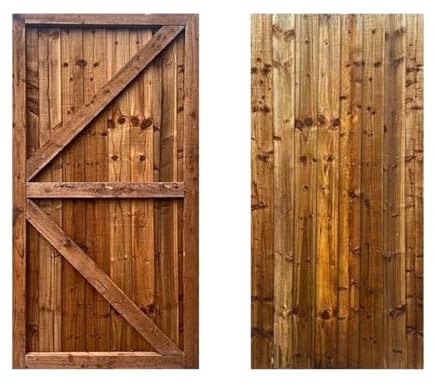 Beds Planet Garden Gate, Pedestrian Wooden Gate Pressure Treated, Wooden Feather Edge Garden Door 6ft Height 2 Feet Width 2 inches Depth (180cm High x 75cm Wide x 6cm Deep)