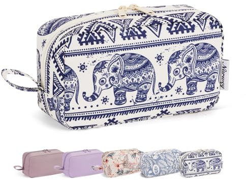 Narwey Kulturtasche Damen Kosmetiktasche Make up Tasche Damen Kulturbeutel Schminktasche Kleine, Makeup Tasche Makeup Bag (Elefant,Groß)