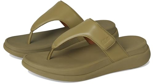 Fitflop F-mode Go Damen-Sandalen mit flachem Zehensteg, olivgrün, 41 EU
