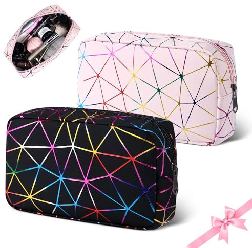 Desing Wish 2 Stück Kosmetiktasche Damen Mädchen Klein Kulturtasche Große Kulturbeutel Schminktasche Reise Herren Kosmetikbeutel Cosmetic Make Up Bag Tasche Toiletry Schmink Zubehör mit Reißverschluss