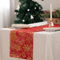 Qidordour Tischläufer, 28cm ×15m tischläufer Weihnachten rot aus Polyesterfabern mit Vergoldete Schneeflocken Weihnachten Dekoration