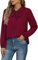 Yommay Damen Bluse Elegant Langarm Tunika T-Shirt Krawatte Hals Flowy Chiffon Oberteile für Frauen Herbst Mode,Weinrot,M