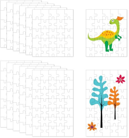 12 Stück Weisses Puzzle 15×10 cm, 10×10 cm Blanko Puzzle Zum Bemalen für Kinder Personalisiert - DIY Puzzles für Geburts Activity Geschenke (25, 35 Teile)
