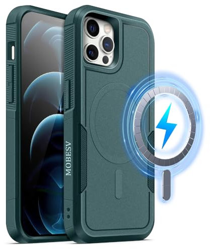 MOBESV Magnetisch Hülle für iPhone 12 Pro Max 6,7 Zoll, Handyhülle kompatibel mit MagSafe, Matte Stoßfeste Cover, Tannengrün